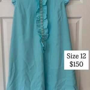 Lilly Pulitzer Blue Ruffled A-Line Dress